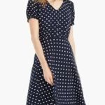 J.Crew Classy Lightweight Polka Dot Lined Short Sleeves Midi Dress 4 Navy Blue Photo 12