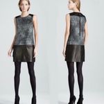 Rebecca Taylor  Black Leather Wool Leopard Animal Print Dress Size 10 Medium M Photo 1