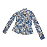 Tommy Bahama  Golf Jacket Women's Small Blue Zip Up Long Sleeve Tropical Leaf Photo 2