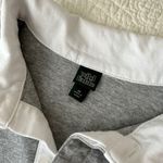 Wild Fable Long Sleeved Oversized Rugby Polo Shirt Gray White XS Photo 2