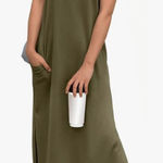 Olive Green Sleeveless Maxi Dress Size M Photo 0