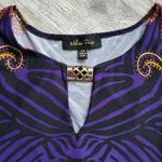 Melissa Paige Womens Purple Paisley Asymmetrical Bell Sleeve Tunic Top Boho XS Photo 1