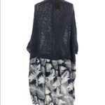 FATE. Blue Leaf Print Mixed Media Hi-Low Sweater Size Small Photo 1