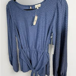 Ava James  Clay Blue Clip Dots‎ Size Medium Belted Top Photo 0