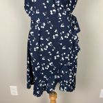 Aritzia Sunday Best Wrap Dress 6 Savoy Cherry Print Navy Blue Ruffle Feminine Photo 3