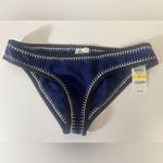 Bar III  Whip It Good Stitched Bikini Bottom Medium Blue Black NWT Photo 1