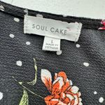 Soul Cake  Black Floral Mini Wrap Dress 
Size Large Photo 4