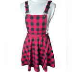 Hot Topic  Flannel Plaid Skirted Overall Dress Size Small red black schoolgirl Photo 3