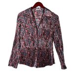 Vince  Pink berry blooms pleated shirt blouse sz S Photo 2