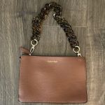Calvin Klein  Brown Wristlet Clutch with Tortoiseshell Chain Strap Photo 0