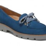 Vionic New  Teagan Leather Loafer in dark blue nubuck leathered Lug Sole Womens 5 Photo 0
