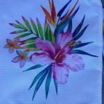 Hawaii Chick Cosmetic Travel Bag Clutch Pouch Floral Tropical White Colorful Pink Photo 2