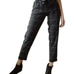 ALBION FIT Albion Windowpane Paperbag Pants Bow Belt High Waisted Tapered Black White XS Photo 0