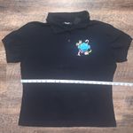 Harley Davidson Vintage  Women's Rhinestone Polo Shirt Flower Sword Large Black Photo 6