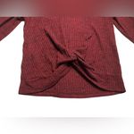 No Boundaries Burgundy Ribbed Knit Open-Back Cowl Neck Sweater with Twisted Front Detail XL Photo 2