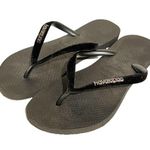 Havaianas  Women's Size 6 Slim Velvet Flip Flop Sandal Black Photo 0