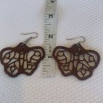 Wooden Butterfly Lightweight Drop Dangle Filigree Earrings Brown Photo 2