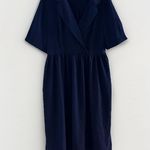 Bohme Böhme‎ Navy Wrap Dress Size Large Pockets  Midi Belted Classic Chic Style Photo 4