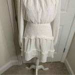 Sabo Skirt ‎ white tiered bardot swiss dot ruffle long sleeves dress size small Photo 1