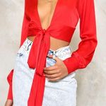 Nasty Gal Red Wrap Top Photo 0