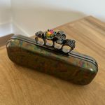 Alexander McQueen $3200 Metallic Oil Slick Leather Knuckle Ring Duster Clutch Photo 1