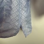 Talbots ‎ Womens Diamond Stripe Embroidered Top Size Medium Blue 3/4 Sleeve Boho Photo 3