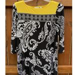Susan Graver  Yellow Black/White Geo Paisley Tunic Top Mini Dress Womens Small Photo 1