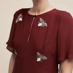 Moulinette Soeurs Anthropologie Burgundy Wine Beaded Firefly Dress sz 2 Photo 1