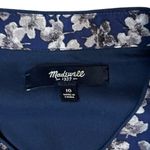 Madewell 100% Silk Blue Newsprint Floral Ruffle Cap Sleeve Silk Dress Womens 10 Photo 3