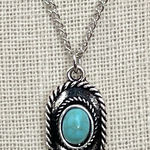 Faux Turquoise Cowboy Hat Necklace Silver Photo 0