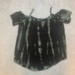 Rock & Republic Black and Green Tie-Dye Cold Shoulder Blouse Photo 1
