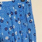 Talbots 8 Blue Rayon Viscose Crepe Cute Buttons Daisy Polka Dots Skirt Photo 3