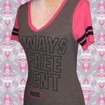 PINK - Victoria's Secret Pink brand pink & gray T-shirt with fun sa… Photo 1