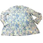 Appleseeds Size Large Blue Green Floral Button Shirt Coastal Garden Style Casual Photo 9