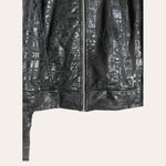 Juicy Couture Black Embossed Logo Print Zip Up Mock Neck Moto Jacket Size XL Photo 3