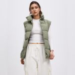 Cotton On  Button Up Mother Puffer Sage Green Vest Jacket Women’s Size L/XL Photo 2