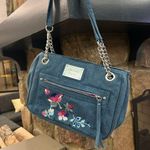 Nicole Miller Nicole by Blue Floral Embroidered Shoulder Bag-no flaws Photo 1