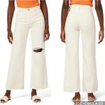 Hudson  Rosie Distressed‎ High Rise Wide Leg Ankle Jeans Size 34 Ecru Vintage Photo 3