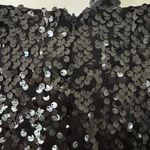 WAYF Black Carrie Long Sleeve Sequin Mini Dress V Neck Lined Size Medium Photo 9