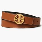 Tory Burch NWOT Miller 1” Reversible Logo Belt in Black / Classic Cuoio / Gold Photo 1