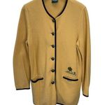 Gieger Boiled Wool Jacket Cardigan Size 40 L Mustard Yellow Farm Embroidered Size L Photo 0