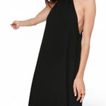 Nasty Gal LA Nights crinkle rouched maxi beach dress cover up black halter Photo 0
