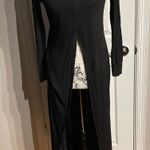 Forever 21 Vintage y2k Long Sleeve Front Slit Tunic Shirt Blouse Casual Party Elegant Black Maxi Dress Size S pullover scoop Photo 0