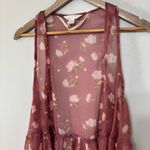 LC Lauren Conrad Lauren Conrad Sheer Floral Dusty Rose Sleeveless Duster Vest One Size Photo 2