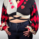 Nyahallo Queen of Hearts Cropped Sweater Black 4XL NWT IN PACKAGE Size 4X Photo 0