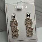 Rush Denis & Charles Rhinestone Faux Pearl MRS For Bride Pierced Dangle Earrings Gold Photo 1