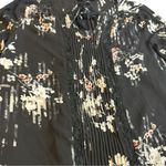 White House | Black Market  Pleated Tie Front Blouse in Black and Cream Photo 5