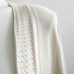 Max Studio vintage One Button Cardigan Crochet Hem Beige Bell Sleeve Medium Photo 4