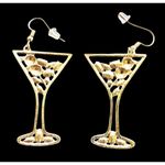 Cocktail Drink Earrings Martini Rhinestones Cruise Beach Island Vacation New Gold Photo 11