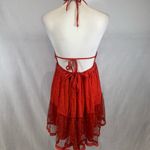 Burnt orange halter top ruffle and lace babydoll mini dress size small Photo 3